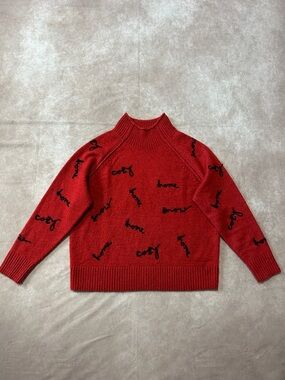 Sundance Red Turtle Neck Sweater Winter Cozy Snow Home Graphic Knit M